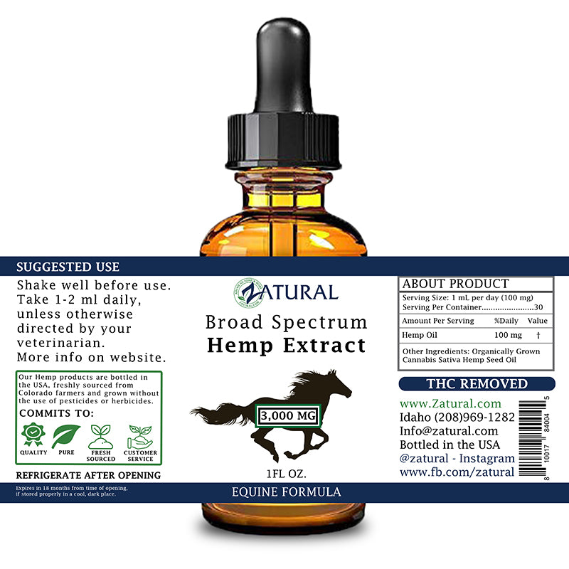 Zatural Relief 3,000mg of Hemp Extract for Equines